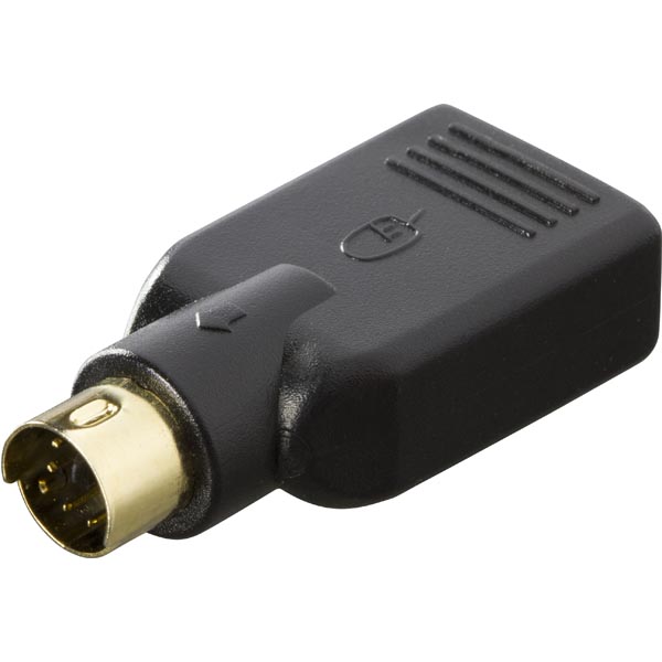 Deltaco USB A naaras - PS/2 uros adapteri, musta